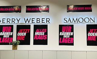 Mode von Gerry Weber im Outlet: Nach Bekanntwerden der Insolvenz der Einzelhandelstochter wurde die Ware hier zu Schleuderpreisen angeboten. - Nicole Donath Mode von Gerry Weber im Outlet: Nach Bekanntwerden der Insolvenz der Einzelhandelstochter wurde die Ware hier zu Schleuderpreisen angeboten. - Nicole Donath