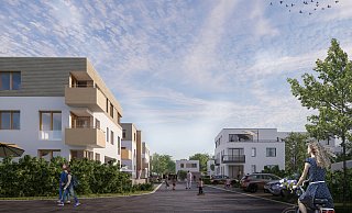 Das Uhlenbach-Quartier entsteht nördlich des Rossmann-Drogeriemarktes. - Bks-Architekten Das Uhlenbach-Quartier entsteht nördlich des Rossmann-Drogeriemarktes. - Bks-Architekten