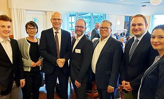 50 Jahre CDU-Gemeindeverband feiern Noel Schuppenat, Katharina Hartwig, Ralph Brinkhaus (Vorsitzender der CDU-Fraktion im Bundestag), Jörg Düning-Gast, Bürgermeister Ulrich Rolfsmeier, Dr. Tim Ostermann und Colette Pöppel-Stadelmann. - Ulrich Finkemeyer 50 Jahre CDU-Gemeindeverband feiern Noel Schuppenat, Katharina Hartwig, Ralph Brinkhaus (Vorsitzender der CDU-Fraktion im Bundestag), Jörg Düning-Gast, Bürgermeister Ulrich Rolfsmeier, Dr. Tim Ostermann und Colette Pöppel-Stadelmann. - Ulrich Finkemeyer