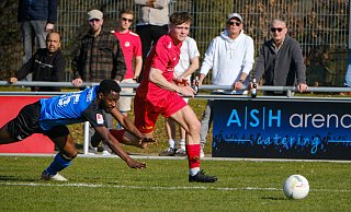 Mattis Beckmann (r.) enteilte seinen Herforder Gegenspielern diverse Male und erzielte für seinen VfL Theesen beim 4:0-Heimsieg zwei Treffer. - Andreas Zobe Mattis Beckmann (r.) enteilte seinen Herforder Gegenspielern diverse Male und erzielte für seinen VfL Theesen beim 4:0-Heimsieg zwei Treffer. - Andreas Zobe