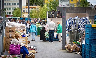 Ein Händler irritiert mit seinen lebenden Tieren auf dem Markt am Kesselbrink die Kunden. - Mike-Dennis Müller (Archiv) Ein Händler irritiert mit seinen lebenden Tieren auf dem Markt am Kesselbrink die Kunden. - Mike-Dennis Müller (Archiv)