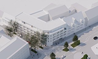 Der Neubau füllt den Winkel von Strenger- und Kaiserstraße. Der Haupteingang zur Post wird direkt an der Ecke liegen. Der Neubau füllt den Winkel von Strenger- und Kaiserstraße. Der Haupteingang zur Post wird direkt an der Ecke liegen.