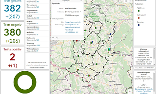 Die Karte zeigt die Test-Angebote im Kreis. - Screenshot: Kreis Höxter Die Karte zeigt die Test-Angebote im Kreis. - Screenshot: Kreis Höxter