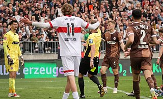 Pauli musste gegen Stuttgart lange in Unterzahl spielen. - Christian Charisius/dpa Pauli musste gegen Stuttgart lange in Unterzahl spielen. - Christian Charisius/dpa