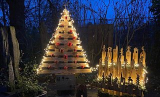Ein Weihnachtsbaum zum Verlieben: Der Christbaum aus Holzbrettern stellt alle Nadelbäume in den Schatten und ist dabei auch selbstgemacht. - Oliver Schlitter Ein Weihnachtsbaum zum Verlieben: Der Christbaum aus Holzbrettern stellt alle Nadelbäume in den Schatten und ist dabei auch selbstgemacht. - Oliver Schlitter