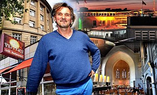 Achim Fiolka vor dem "Pepper's", "Nichtschwimmer", "The Bernstein" und dem "Glück und Seligkeit" (v. l. im Uhrzeigersinn). - Montage: Andreas Frücht Achim Fiolka vor dem "Pepper's", "Nichtschwimmer", "The Bernstein" und dem "Glück und Seligkeit" (v. l. im Uhrzeigersinn). - Montage: Andreas Frücht