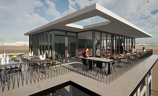Besondere Attraktion soll die Dachterrasse mit einer sich über zwei Ebenen erstreckenden Bar werden. - Planungsbüro Bremenkamp Besondere Attraktion soll die Dachterrasse mit einer sich über zwei Ebenen erstreckenden Bar werden. - Planungsbüro Bremenkamp