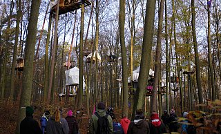 Fast schon wie ein Kunstprojekt wirken die Baumhäuser, die Aktivisten in schwindelerregender Höhe gebaut haben, um die Abholzung des Dannenröder Waldes zu verhindern. - Marco Molitor Fast schon wie ein Kunstprojekt wirken die Baumhäuser, die Aktivisten in schwindelerregender Höhe gebaut haben, um die Abholzung des Dannenröder Waldes zu verhindern. - Marco Molitor