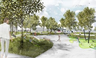 Zwischen Kindergarten und Feuerwehrgerätehaus (hinten) soll auf einer brachliegenden Grünfläche ein neuer Dorfplatz für Reelsen entstehen. - Burkhard Battran Zwischen Kindergarten und Feuerwehrgerätehaus (hinten) soll auf einer brachliegenden Grünfläche ein neuer Dorfplatz für Reelsen entstehen. - Burkhard Battran