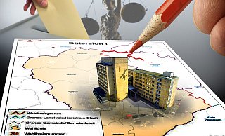 Viele Wahlbezirke im Kreis Gütersloh müssen neu zugeschnitten werden. Das gilt auch für Ratswahlbezirke in der Stadt Gütersloh. Hier wird in fünf Fällen von der zulässigen Größe dermaßen abgewichen, dass Änderungen notwendig werden. - Montage/Andreas Frücht Viele Wahlbezirke im Kreis Gütersloh müssen neu zugeschnitten werden. Das gilt auch für Ratswahlbezirke in der Stadt Gütersloh. Hier wird in fünf Fällen von der zulässigen Größe dermaßen abgewichen, dass Änderungen notwendig werden. - Montage/Andreas Frücht