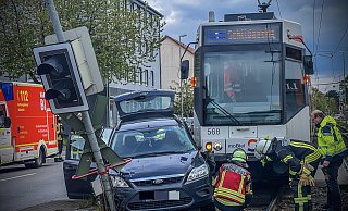 An der Deciusstraße kollidieren immer wieder Autos mit der Stadtbahn. - Paul Brinkmann An der Deciusstraße kollidieren immer wieder Autos mit der Stadtbahn. - Paul Brinkmann