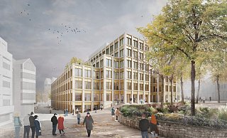 Die Dachterrasse ist in der Visualisierung links zu sehen. Sie soll einen Blick sowohl auf den Marienplatz als auch Richtung Paderquellgebiet und Abdinghofkirche bieten. - Visualisierung: Stadt Paderborn Die Dachterrasse ist in der Visualisierung links zu sehen. Sie soll einen Blick sowohl auf den Marienplatz als auch Richtung Paderquellgebiet und Abdinghofkirche bieten. - Visualisierung: Stadt Paderborn