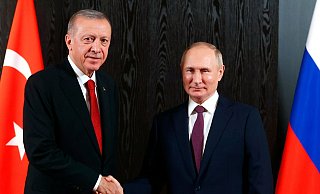 Recep Tayyip Erdogan und Wladimir Putin beim Gipfel der Shanghaier Organisation für Zusammenarbeit (SOZ) im vergangenen September. - Alexandr Demyanchuk/Pool Sputnik Kremlin/AP/dpa Recep Tayyip Erdogan und Wladimir Putin beim Gipfel der Shanghaier Organisation für Zusammenarbeit (SOZ) im vergangenen September. - Alexandr Demyanchuk/Pool Sputnik Kremlin/AP/dpa