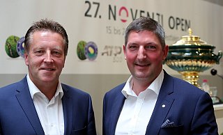 Gemeinsam für den Klimaschutz am Start: Turnierdirektor Ralf Weber (l.) und Noventi-Geschäftsführer Sven Jansen. - Sarah Jonek Gemeinsam für den Klimaschutz am Start: Turnierdirektor Ralf Weber (l.) und Noventi-Geschäftsführer Sven Jansen. - Sarah Jonek