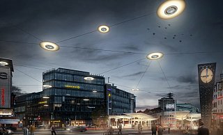 Wie Ufos schweben die Leuchten über dem Jahnplatz: So stellen sich die Planer die Neugestaltung vor. Doch die Statiker haben Bedenken. - loomn architektur visualisierungJost Hauer Dipl.-Ing. Arch. TU Wie Ufos schweben die Leuchten über dem Jahnplatz: So stellen sich die Planer die Neugestaltung vor. Doch die Statiker haben Bedenken. - loomn architektur visualisierungJost Hauer Dipl.-Ing. Arch. TU