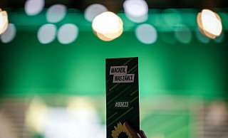 Delegiere stimmen beim Bundesparteitag von Bündnis 90/Die Grünen für einen Änderungsantrag. - Kay Nietfeld/dpa Delegiere stimmen beim Bundesparteitag von Bündnis 90/Die Grünen für einen Änderungsantrag. - Kay Nietfeld/dpa
