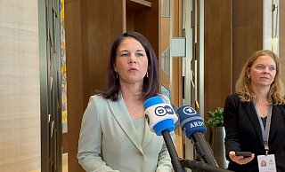 Baerbock äußerte sich am Rande eines Außenminister-Treffens in Riad. - Andreas Hoenig/dpa Baerbock äußerte sich am Rande eines Außenminister-Treffens in Riad. - Andreas Hoenig/dpa
