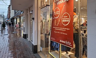 Die Jeans Fritz-Filiale an der Berliner Straße in Gütersloh wird nur noch bis Januar bestehen. - Patrick Menzel Die Jeans Fritz-Filiale an der Berliner Straße in Gütersloh wird nur noch bis Januar bestehen. - Patrick Menzel