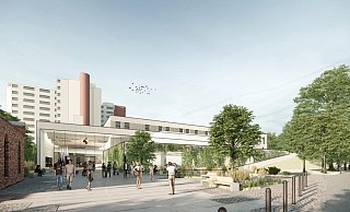 So sieht der künftige Eingangsbereich des Klinikums Mitte an der Teutoburger Straße aus. - Klinikum MItte So sieht der künftige Eingangsbereich des Klinikums Mitte an der Teutoburger Straße aus. - Klinikum MItte