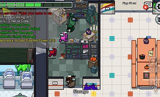 Eine typische Spielszene bei "Among Us": Zwei Imposter haben bereits zwei Crewmitgliedern gleichzeitig den Garaus gemacht. Diese schweben nun als Geister über das Schiff. - Screenshot: Sebastian Beeg/Steam Eine typische Spielszene bei "Among Us": Zwei Imposter haben bereits zwei Crewmitgliedern gleichzeitig den Garaus gemacht. Diese schweben nun als Geister über das Schiff. - Screenshot: Sebastian Beeg/Steam