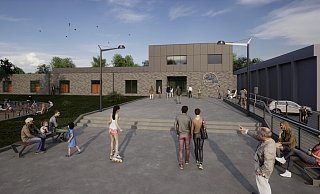 Die Entwürfe zeigen das geplante neue Hövelhofer Sennebad, das neben der Dreifachhalle in den Krollbachauen gebaut werden soll. - Sennebad GmbH Die Entwürfe zeigen das geplante neue Hövelhofer Sennebad, das neben der Dreifachhalle in den Krollbachauen gebaut werden soll. - Sennebad GmbH