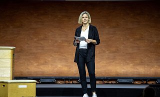 Laura Ludwig warb mit einer emotionalen Rede für das Großereignis. - Laszlo Pinter/dpa/Laszlo Pinter Laura Ludwig warb mit einer emotionalen Rede für das Großereignis. - Laszlo Pinter/dpa/Laszlo Pinter