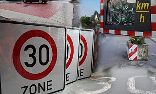 Schilder, Aufpflasterungen, Blumenkübel, Displays und Piktogramme sind mögliche Maßnahmen für eine Verkehrsberuhigung. - Nicole Sielermann, Mareike Patock, Jörg Stuke, Ulf Hanke, Peter Steinert Schilder, Aufpflasterungen, Blumenkübel, Displays und Piktogramme sind mögliche Maßnahmen für eine Verkehrsberuhigung. - Nicole Sielermann, Mareike Patock, Jörg Stuke, Ulf Hanke, Peter Steinert