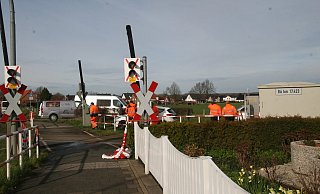 Der Bahnübergang in Blasheim an der Osnabrücker Straße (B 65) am Montag. - Melina Koch Der Bahnübergang in Blasheim an der Osnabrücker Straße (B 65) am Montag. - Melina Koch
