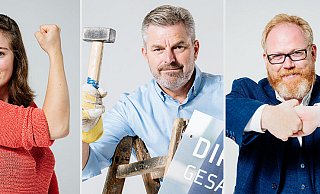 Auf die Fragen sagen Dirk Becker (v. l.), Lars Cohrs und Julia Eisentraut nichts. Ohne Worte stellen sie ihre Antworten dar. - Besim Mazhiqi Auf die Fragen sagen Dirk Becker (v. l.), Lars Cohrs und Julia Eisentraut nichts. Ohne Worte stellen sie ihre Antworten dar. - Besim Mazhiqi