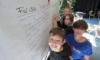 Julian, Levin, Miriam und David waren beim Workshop im Haus der Jugend mit dabei - Björn Kenter Julian, Levin, Miriam und David waren beim Workshop im Haus der Jugend mit dabei - Björn Kenter