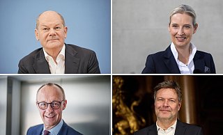 Olaf Scholz (SPD), Alice Weidel (AfD), Friedrich Merz (CDU), Robert Habeck (Bündnis 90/Die Grünen) - Kanzlerkandidaten ihrer Parteien bei der Bundestagswahl. (Archivbild) - Kappeler/Albert/Wendt/dpa Olaf Scholz (SPD), Alice Weidel (AfD), Friedrich Merz (CDU), Robert Habeck (Bündnis 90/Die Grünen) - Kanzlerkandidaten ihrer Parteien bei der Bundestagswahl. (Archivbild) - Kappeler/Albert/Wendt/dpa