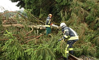Einsatzkräfte der Espelkamper Feuerwehr bei einem der vielen Stürme, die in den vergangenen Wochen das Lübbecker Land heimsuchten. - Volker Dau Einsatzkräfte der Espelkamper Feuerwehr bei einem der vielen Stürme, die in den vergangenen Wochen das Lübbecker Land heimsuchten. - Volker Dau