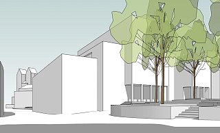 So in etwa soll das neue Stadthaus mit 2,80 Meter Rücksprung im Modell (ohne Fassadengestaltung) aussehen. Der Marienplatz (r.) bleibt unverändert. - Stadt Paderborn So in etwa soll das neue Stadthaus mit 2,80 Meter Rücksprung im Modell (ohne Fassadengestaltung) aussehen. Der Marienplatz (r.) bleibt unverändert. - Stadt Paderborn