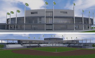 Das geplante Baseball-Stadion "Im Klee" nahe der A33 und der B1 könnte so aussehen. Die Illustration soll einen Eindruck geben, wie sich die Paderborner Untouchables die neue Spielstätte vorstellen, sagt Vereinsvorsitzender Uwe Diedam. - Untouchables Paderborner Baseballclub e.V. / König Architekten und Ingenieure GbR Das geplante Baseball-Stadion "Im Klee" nahe der A33 und der B1 könnte so aussehen. Die Illustration soll einen Eindruck geben, wie sich die Paderborner Untouchables die neue Spielstätte vorstellen, sagt Vereinsvorsitzender Uwe Diedam. - Untouchables Paderborner Baseballclub e.V. / König Architekten und Ingenieure GbR