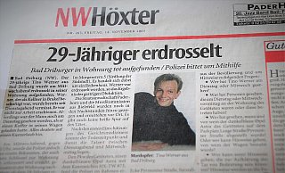 So berichtete die NW Höxter vor über 20 Jahren über die Tat in Bad Driburg. - NW So berichtete die NW Höxter vor über 20 Jahren über die Tat in Bad Driburg. - NW