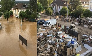 Am Morgen nach dem schweren Unwetter lag das Haus, in dem Björn Zentner lebt, noch inmitten der Fluten. Wenige Wochen später erblickte er von seinem Balkon aus ein Meer von Sperrmüll. - Björn Zentner Am Morgen nach dem schweren Unwetter lag das Haus, in dem Björn Zentner lebt, noch inmitten der Fluten. Wenige Wochen später erblickte er von seinem Balkon aus ein Meer von Sperrmüll. - Björn Zentner