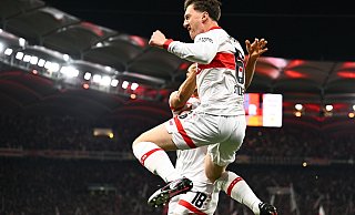 Ein 1:0 der Marke "Tor des Monats": Angelo Stiller jubelt über sein 1:0. - Tom Weller/dpa Ein 1:0 der Marke "Tor des Monats": Angelo Stiller jubelt über sein 1:0. - Tom Weller/dpa