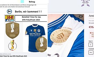 Das DFB-Pokal-Sondertrikot und das Trikot zum Jubiläum von Arminia Bielefeld haben es auf die Seiten dubioser thailändischer Online-Shops geschafft. - Screenshots: Facebook Das DFB-Pokal-Sondertrikot und das Trikot zum Jubiläum von Arminia Bielefeld haben es auf die Seiten dubioser thailändischer Online-Shops geschafft. - Screenshots: Facebook