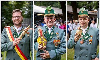 Stolze Paderborner Schützen: Zepterprinz Marius Picht (Heide), Kronprinz Klaus Eiden (Western) und Apfelprinz Niklas Meschede (Heide). - Foto/Collage: Niklas Tüns Stolze Paderborner Schützen: Zepterprinz Marius Picht (Heide), Kronprinz Klaus Eiden (Western) und Apfelprinz Niklas Meschede (Heide). - Foto/Collage: Niklas Tüns