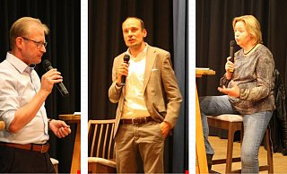 Diskutierten: Thomas Meyer (v .l), Philip Kleineberg und Regina Schlüter-Ruff. - Britta Bohnenkamp-Schmidt Diskutierten: Thomas Meyer (v .l), Philip Kleineberg und Regina Schlüter-Ruff. - Britta Bohnenkamp-Schmidt