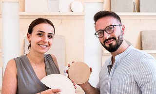 Laura Muschalla und Domenico Fama entwickelten mit "Vecchie Mura" einen Baustoff, der aus recyceltem Bauschutt besteht. Inspiration lieferten der alten Römer. - Ralf Bittner Laura Muschalla und Domenico Fama entwickelten mit "Vecchie Mura" einen Baustoff, der aus recyceltem Bauschutt besteht. Inspiration lieferten der alten Römer. - Ralf Bittner