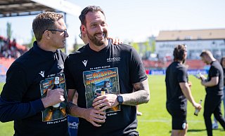 Sport-Geschäftsführer Michael Mutzel (l.) und Trainer Mitch Kniat sind hauptverantwortlich für den Erfolg des DSC Arminia Bielefeld. - Teresa Kroeger/RHR-FOTO Sport-Geschäftsführer Michael Mutzel (l.) und Trainer Mitch Kniat sind hauptverantwortlich für den Erfolg des DSC Arminia Bielefeld. - Teresa Kroeger/RHR-FOTO