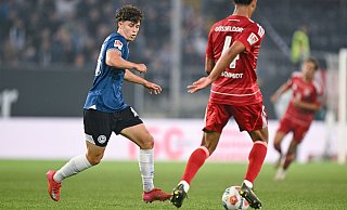 Der 17-jährige Arminie Daniel Richter bei seinem Zweitliga-Debüt gegen Fortuna Düsseldorf. - Teresa Kröger Der 17-jährige Arminie Daniel Richter bei seinem Zweitliga-Debüt gegen Fortuna Düsseldorf. - Teresa Kröger