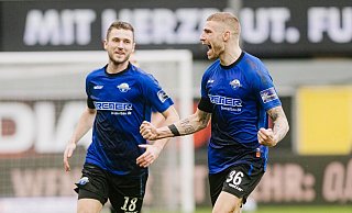 SCP-Stürmer Felix Platte (r.) hatte in der vergangenen Saison trotz seiner Verletzungsprobleme oftmals Grund zum Jubeln. - Besim Mazhiqi SCP-Stürmer Felix Platte (r.) hatte in der vergangenen Saison trotz seiner Verletzungsprobleme oftmals Grund zum Jubeln. - Besim Mazhiqi