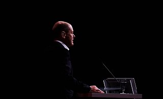 Olaf Scholz am Sonntag beim Berliner SPD-Landesparteitag. - Foto: Annette Riedl/dpa Olaf Scholz am Sonntag beim Berliner SPD-Landesparteitag. - Foto: Annette Riedl/dpa