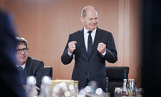 Bundeskanzler Olaf Scholz (SPD) hält anlässlich des ersten Geburtstags der Ampelkoalition eine kurze Ansprache im Bundeskanzleramt. - Kay Nietfeld/dpa Bundeskanzler Olaf Scholz (SPD) hält anlässlich des ersten Geburtstags der Ampelkoalition eine kurze Ansprache im Bundeskanzleramt. - Kay Nietfeld/dpa