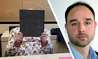 Staatsanwalt Christopher York (rechts) bezeichnet den Angeklagten als tickende Zeitbombe. - Patrick Schwemling/Jens Reichenbach Staatsanwalt Christopher York (rechts) bezeichnet den Angeklagten als tickende Zeitbombe. - Patrick Schwemling/Jens Reichenbach
