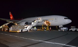 Am Flughafen Paderborn ist ein Transport mit 2,5 Millionen Schutzmasken aus China eingetroffen. - Flughafen PAD Am Flughafen Paderborn ist ein Transport mit 2,5 Millionen Schutzmasken aus China eingetroffen. - Flughafen PAD
