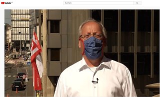 OB Pit Clausen mit Mundschutz im Video. - Screenshot: Youtube OB Pit Clausen mit Mundschutz im Video. - Screenshot: Youtube