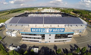 Beim Aufstieg in die 3. Liga würde die Benteler-Arena zur Heimspielstätte des SC Verl. - Marc Köppelmann Beim Aufstieg in die 3. Liga würde die Benteler-Arena zur Heimspielstätte des SC Verl. - Marc Köppelmann